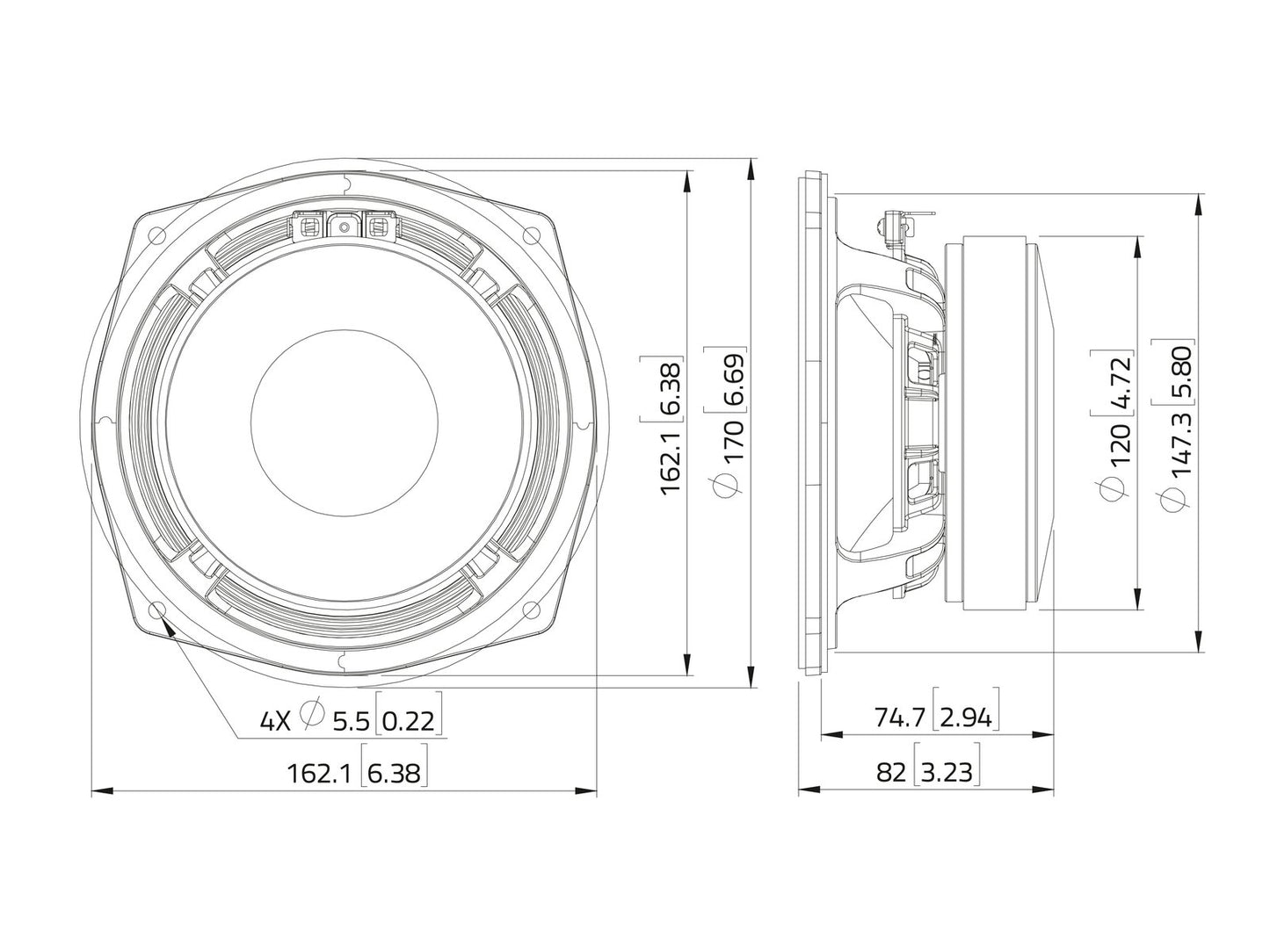 LAVOCE MAF061.50 65 Zoll  Woofer Ferrit Alukorb