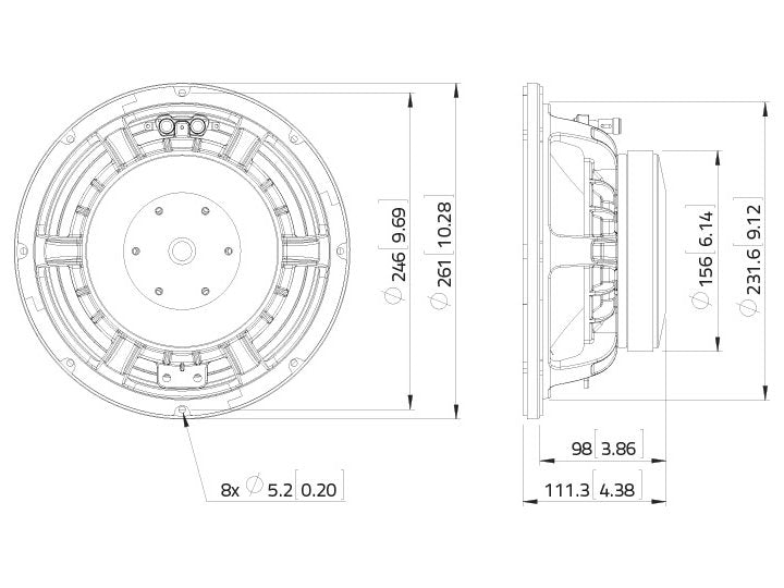 LAVOCE WAF102.50 10 Zoll  Woofer Ferrit Alukorb