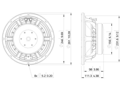 LAVOCE WAF102.50 10 Zoll  Woofer Ferrit Alukorb