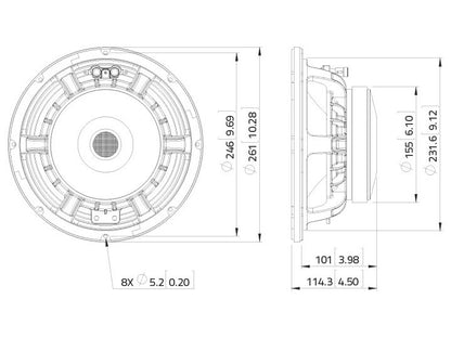 LAVOCE WAF102.50A 10 Zoll  Woofer Ferrit Alukorb