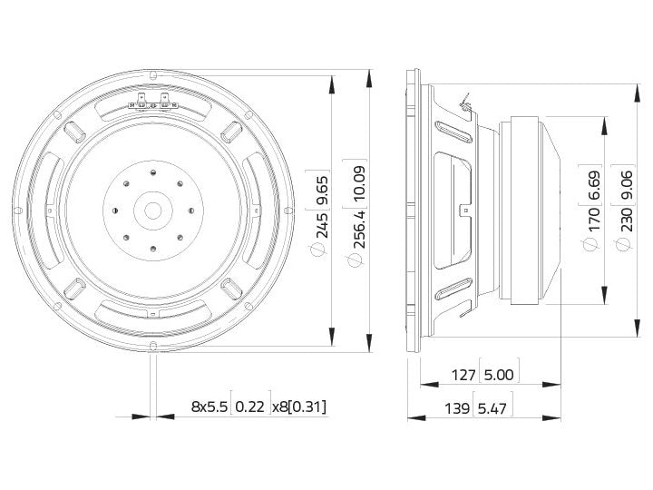 LAVOCE SSF102.50L 10 Zoll  Subwoofer Ferrit Stahlkorb