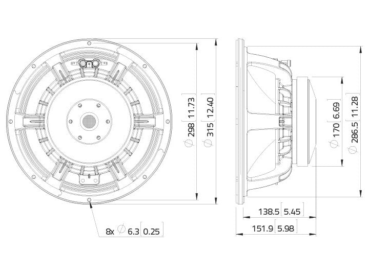 LAVOCE WAF122.50 12 Zoll  Woofer Ferrit Alukorb