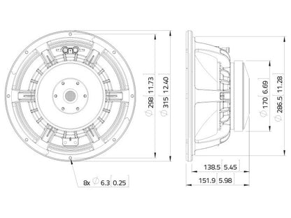 LAVOCE WAF122.50 12 Zoll  Woofer Ferrit Alukorb