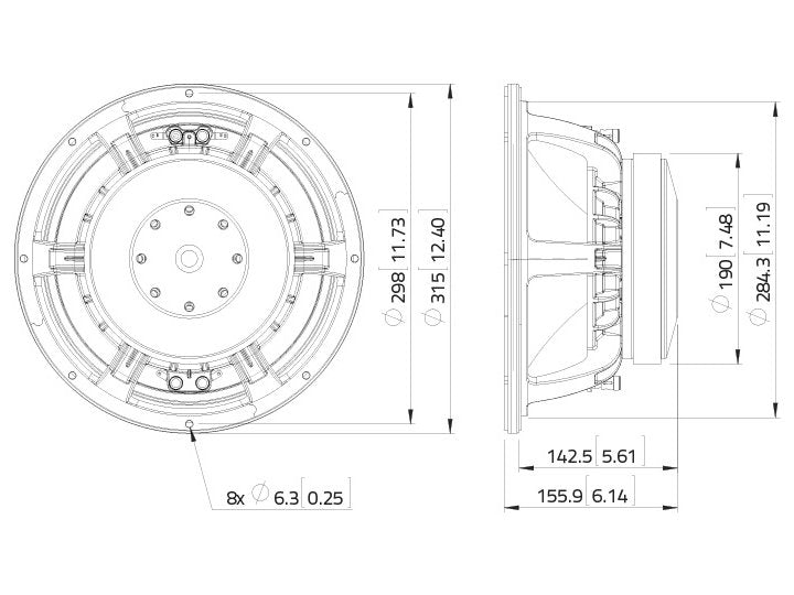 LAVOCE WAF123.00 12 Zoll  Woofer Ferrit Alukorb