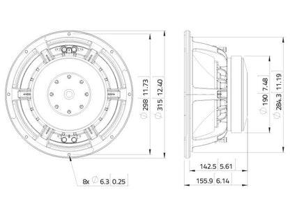 LAVOCE WAF123.00 12 Zoll  Woofer Ferrit Alukorb