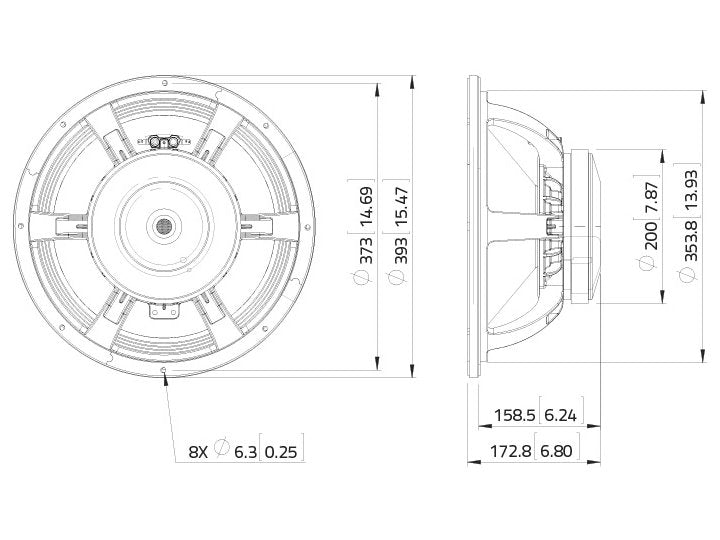 LAVOCE WAF154.02 15 Zoll  Subwoofer Ferrit Alukorb