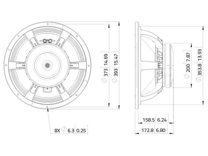 LAVOCE WAF154.02 15 Zoll  Subwoofer Ferrit Alukorb