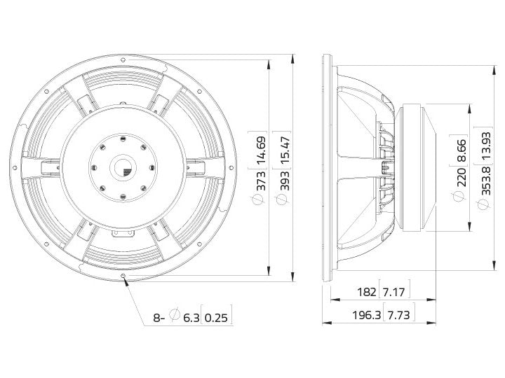 LAVOCE WAF154.00 15 Zoll  Subwoofer Ferrit Alukorb