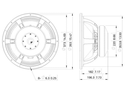 LAVOCE WAF154.00 15 Zoll  Subwoofer Ferrit Alukorb