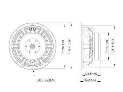 LAVOCE WAF102.51 10 Zoll  Woofer Ferrit Alukorb