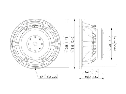 LAVOCE WAF123.02 12 Zoll  Woofer Ferrit Alukorb