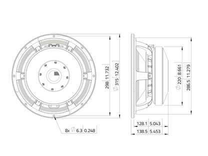 LAVOCE WAF124.01 12 Zoll  Woofer Ferrit Alukorb