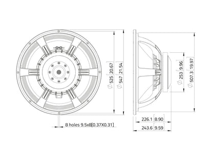 LAVOCE SAF214.50 21 Zoll  Subwoofer Ferrit Alukorb