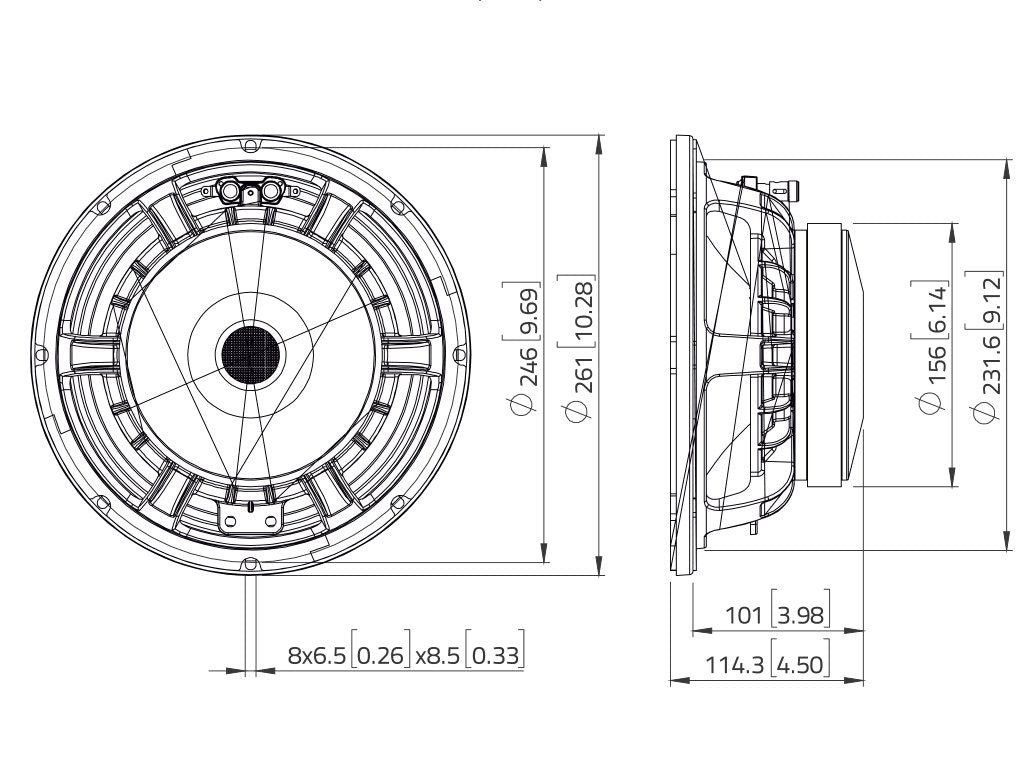 LAVOCE WAF102.50A-16 10 Zoll  Woofer Ferrit Alukorb