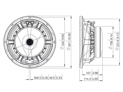 LAVOCE WAF102.50A-16 10 Zoll  Woofer Ferrit Alukorb