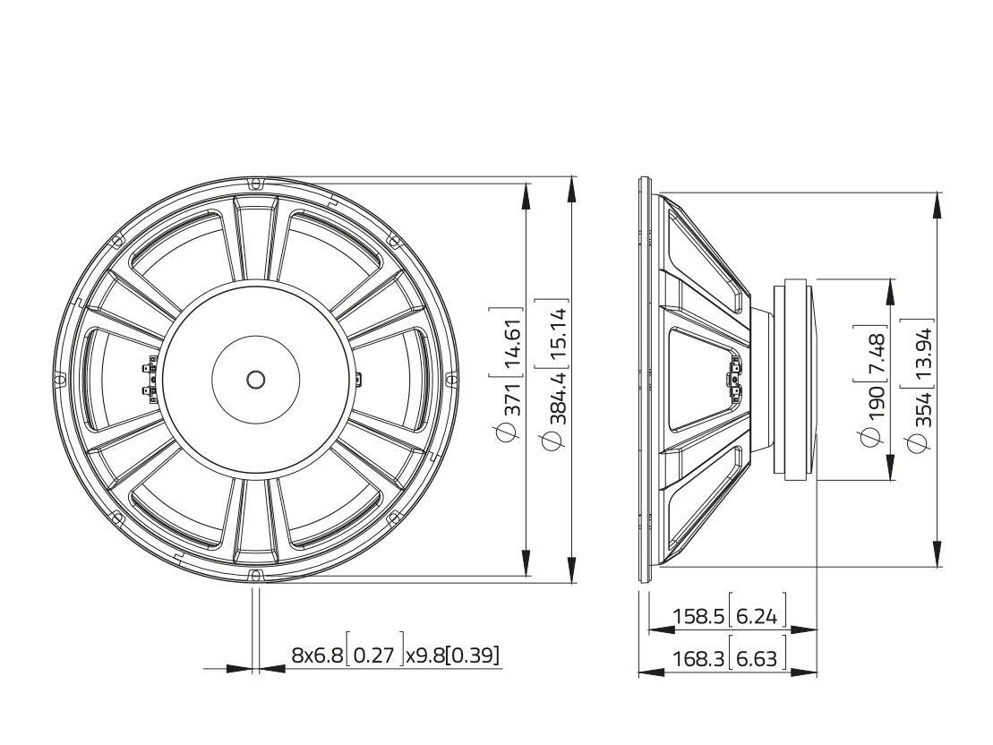 LAVOCE SSF153.00-4 15 Zoll  Subwoofer Ferrit Stahlkorb