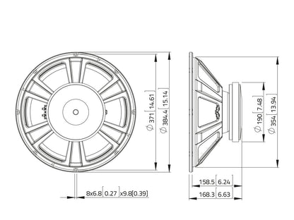 LAVOCE SSF153.00-4 15 Zoll  Subwoofer Ferrit Stahlkorb