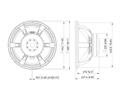 LAVOCE SAF184.03-4 18 Zoll  Subwoofer Ferrit Alukorb