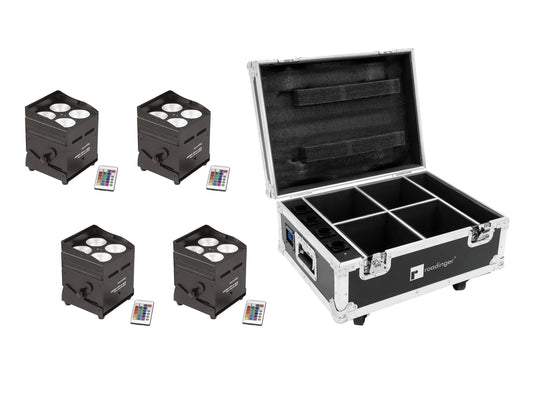 EUROLITE Set 4x AKKU UP-4 QCL Spot QuickDMX + Case mit Ladefunktion