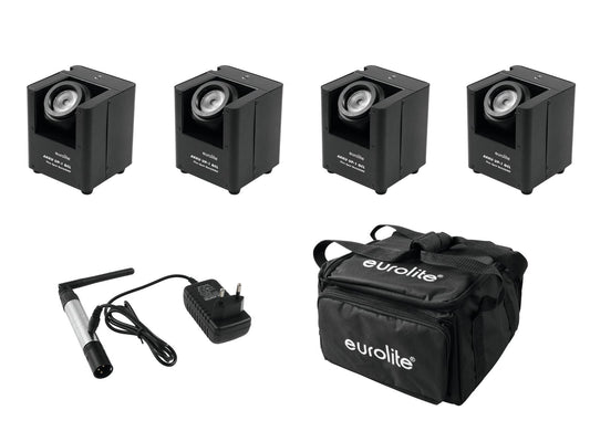 EUROLITE Set 4x AKKU UP-1 + SB-4 Soft-Bag + QuickDMX Funksender