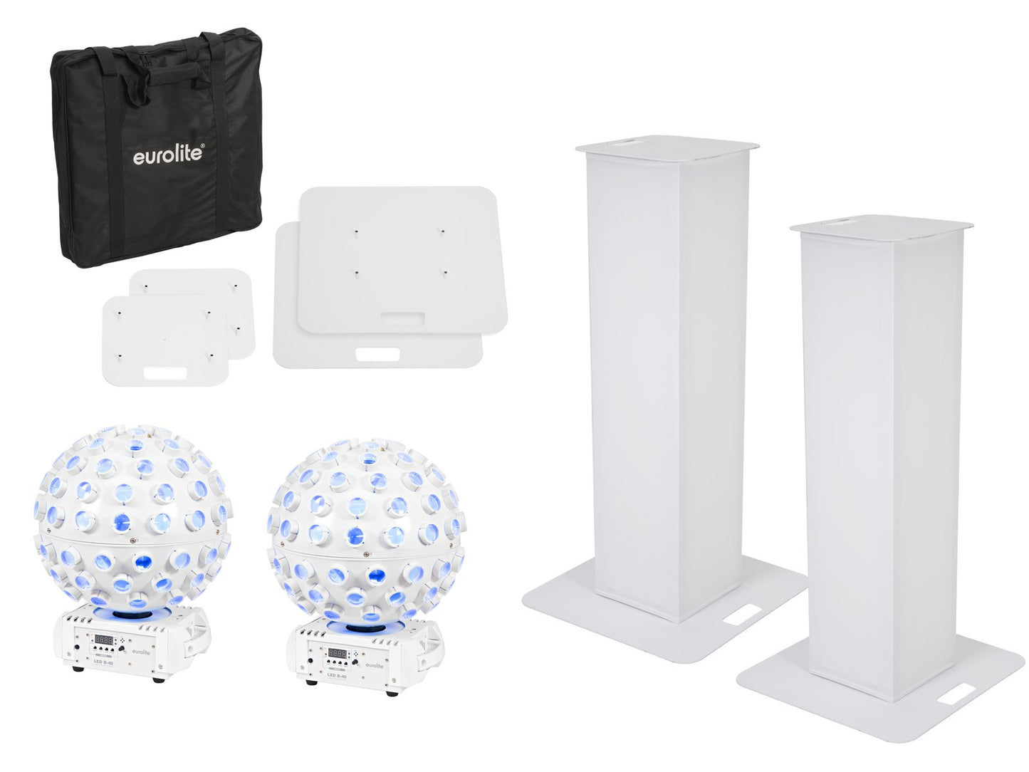 EUROLITE Set 2x Stage Stand 100cm + 2x LED B-40 Strahleneffekt weiß