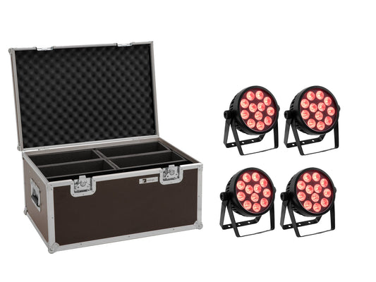 EUROLITE Set 4x LED 7C-12 Silent Slim Spot + Case