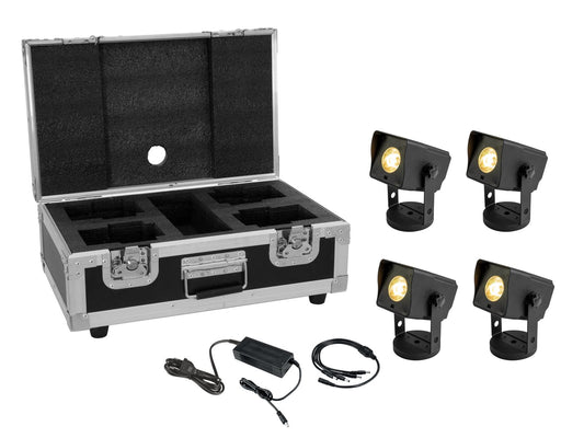 EUROLITE Set 4x AKKU Dot 1 RGB/WW QuickDMX sw + Ladegarät + Case