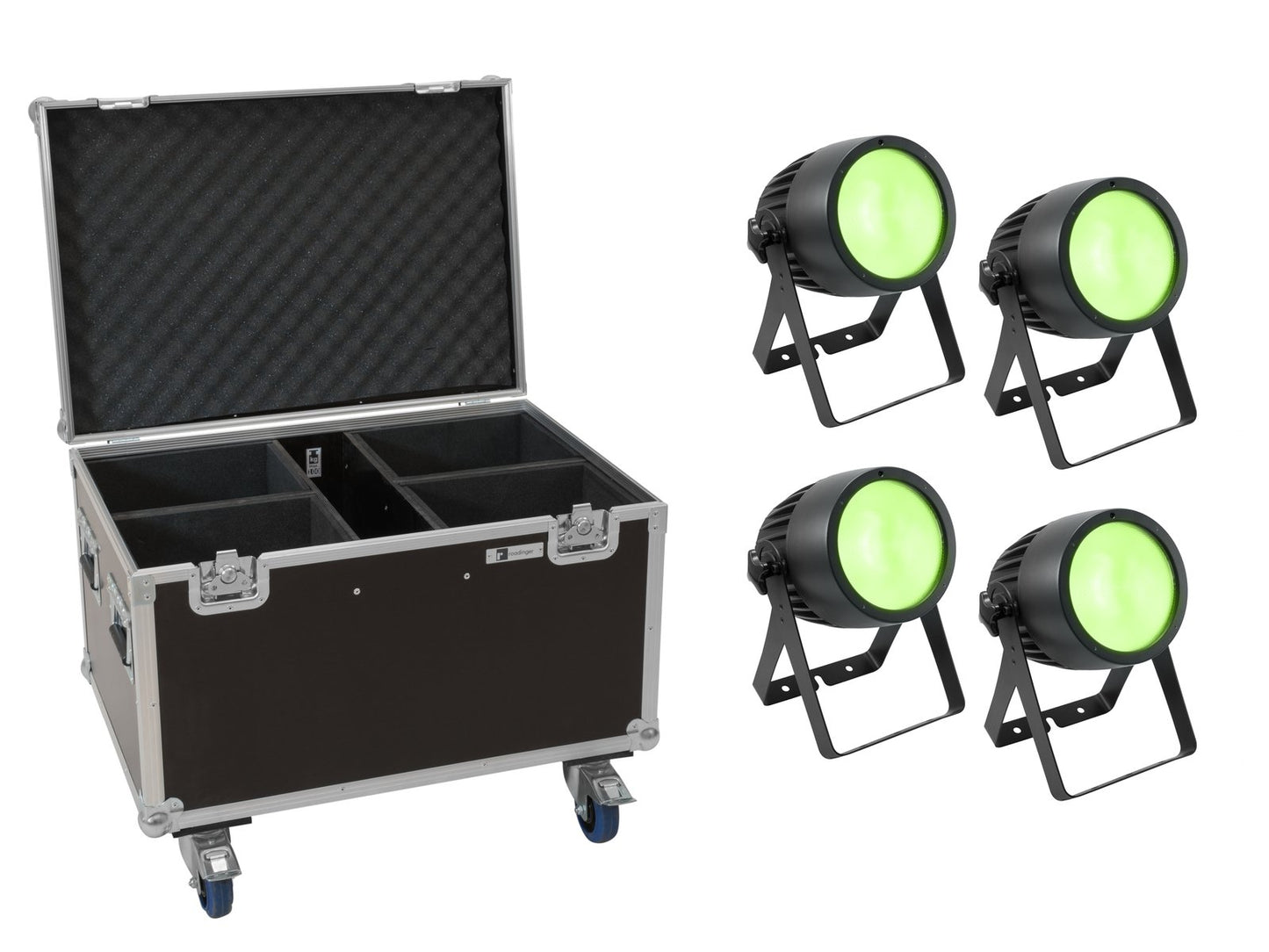 EUROLITE Set 4x LED Theatre COB 200 RGB+WW + Case mit Rollen