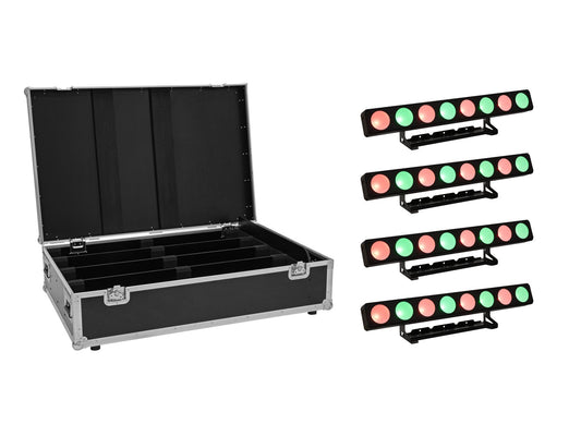 EUROLITE Set 4x LED PMB-8 COB QCL 30W Leiste + Case