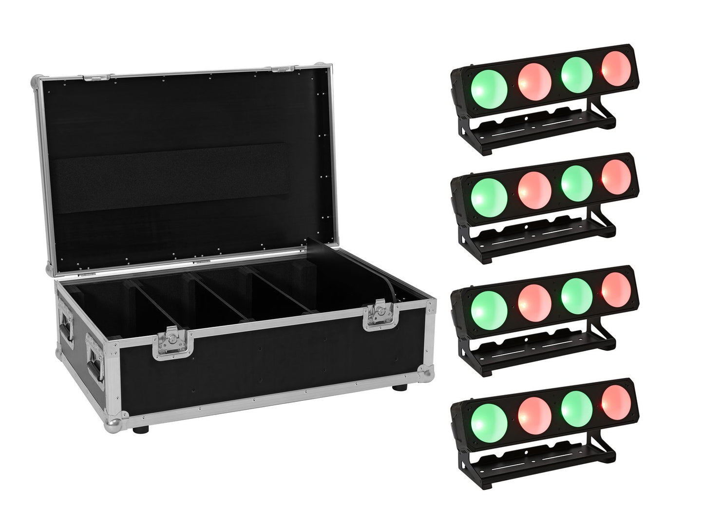 EUROLITE Set 4x LED PMB-4 COB QCL 30W Leiste + Case