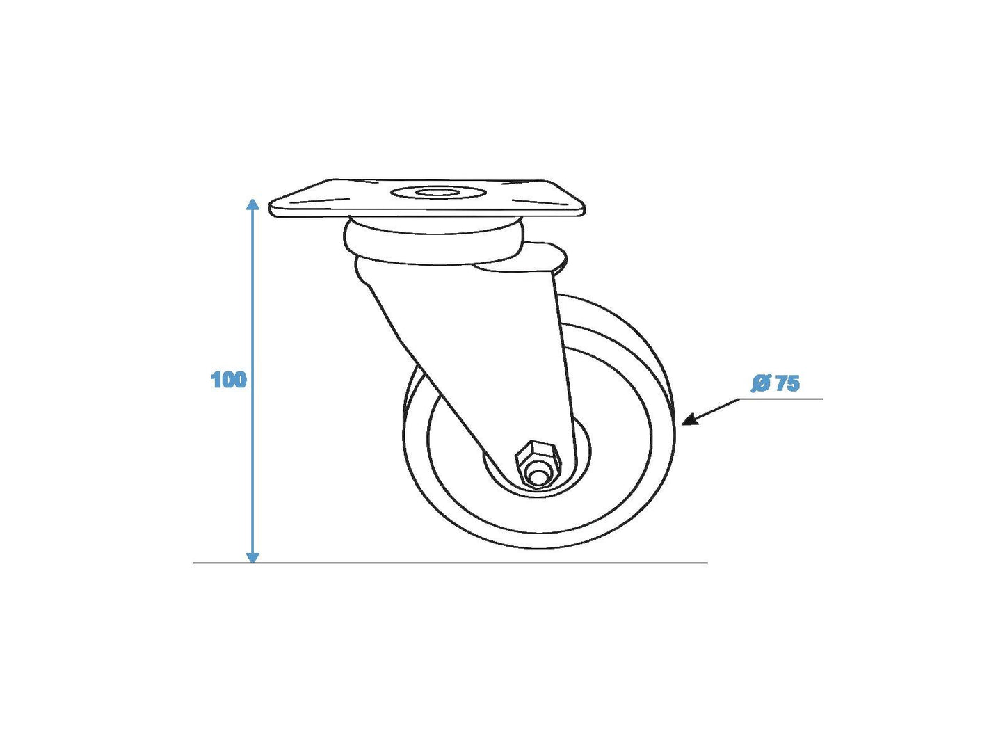 ROADINGER Lenkrolle 75mm grau