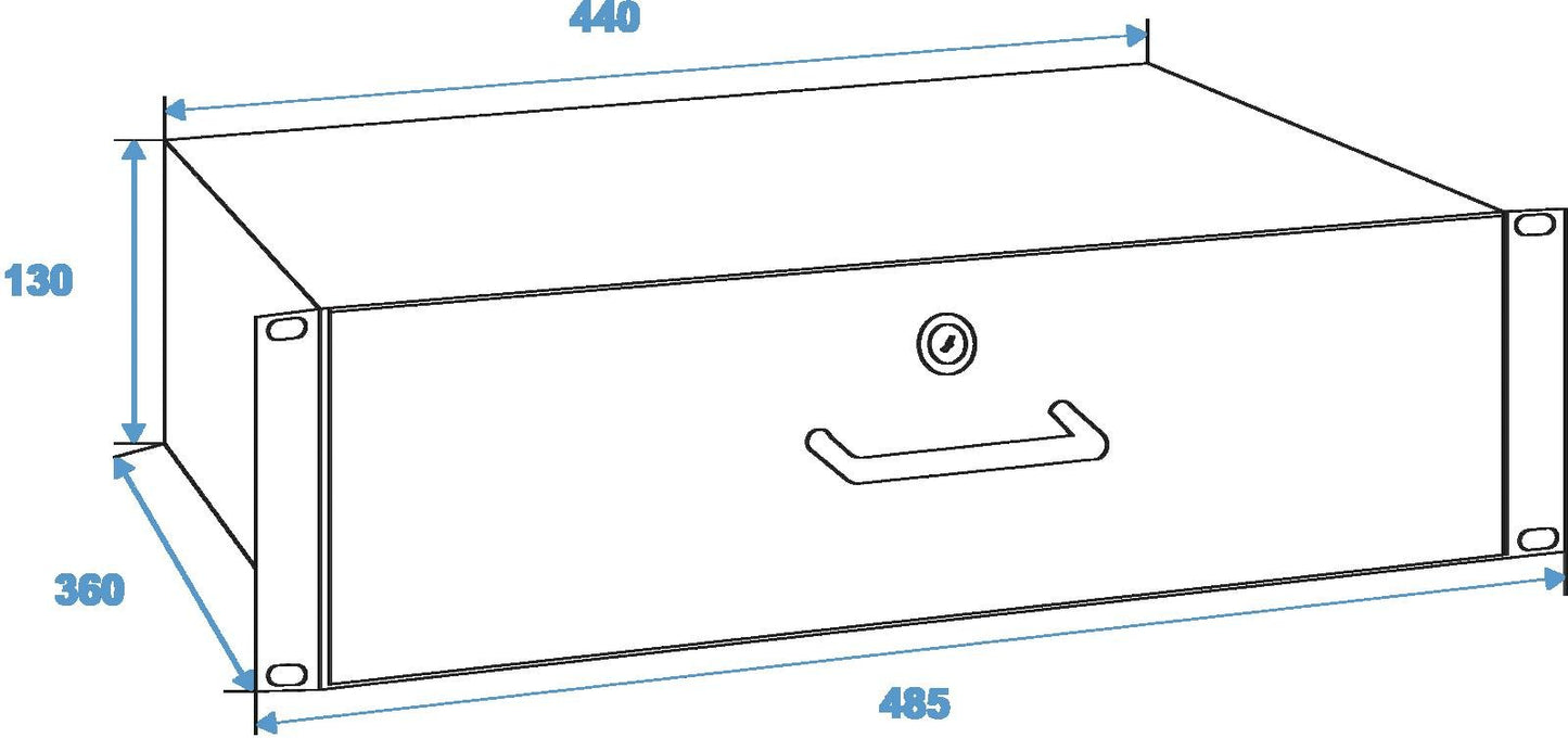 OMNITRONIC Rackschublade mit Schloss 3HE
