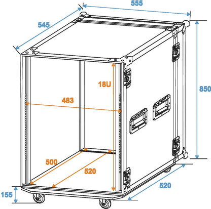 ROADINGER Rack Profi 18HE 45cm mit Rollen