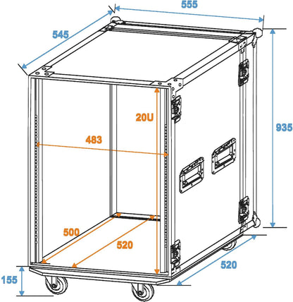 ROADINGER Rack Profi 20HE 45cm mit Rollen