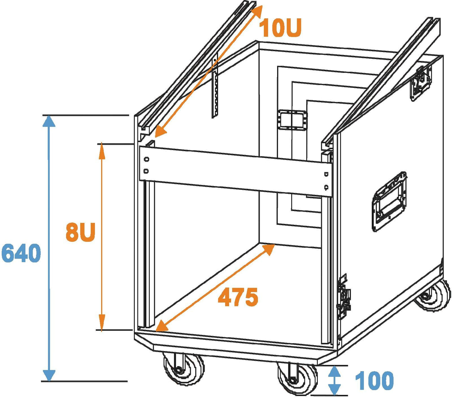 ROADINGER Spezial-Kombi-Case Profi 8HE mit Rollen