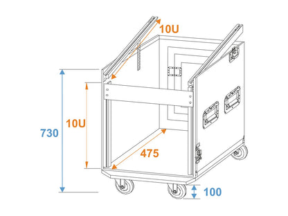 ROADINGER Spezial-Kombi-Case Profi 10HE mit Rollen