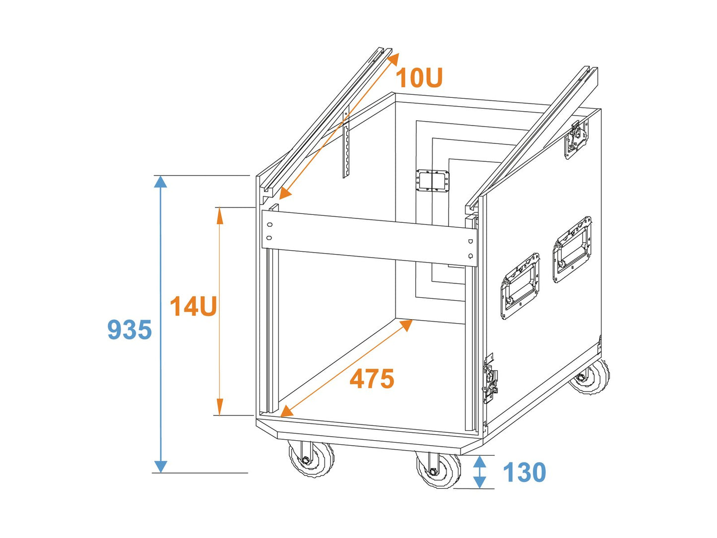 ROADINGER Spezial-Kombi-Case Profi 14HE mit Rollen