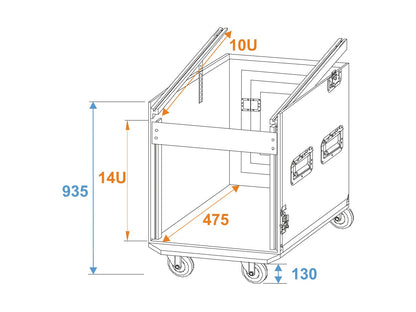 ROADINGER Spezial-Kombi-Case Profi 14HE mit Rollen