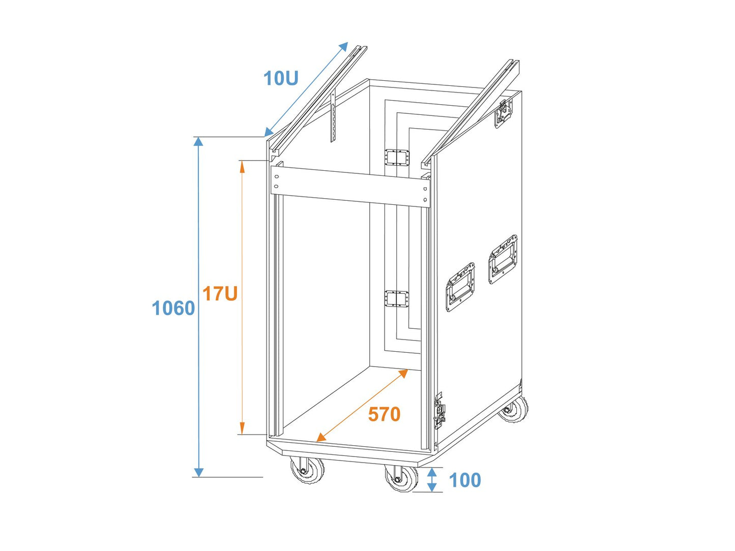 ROADINGER Spezial-Kombi-Case Profi 17HE mit Rollen