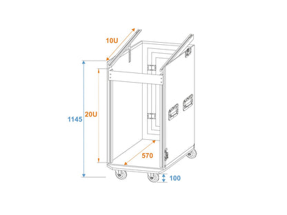 ROADINGER Spezial-Kombi-Case Profi 20HE mit Rollen