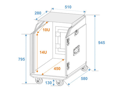 ROADINGER Spezial-Kombi-Case LS5 Laptop-Rack 14HE