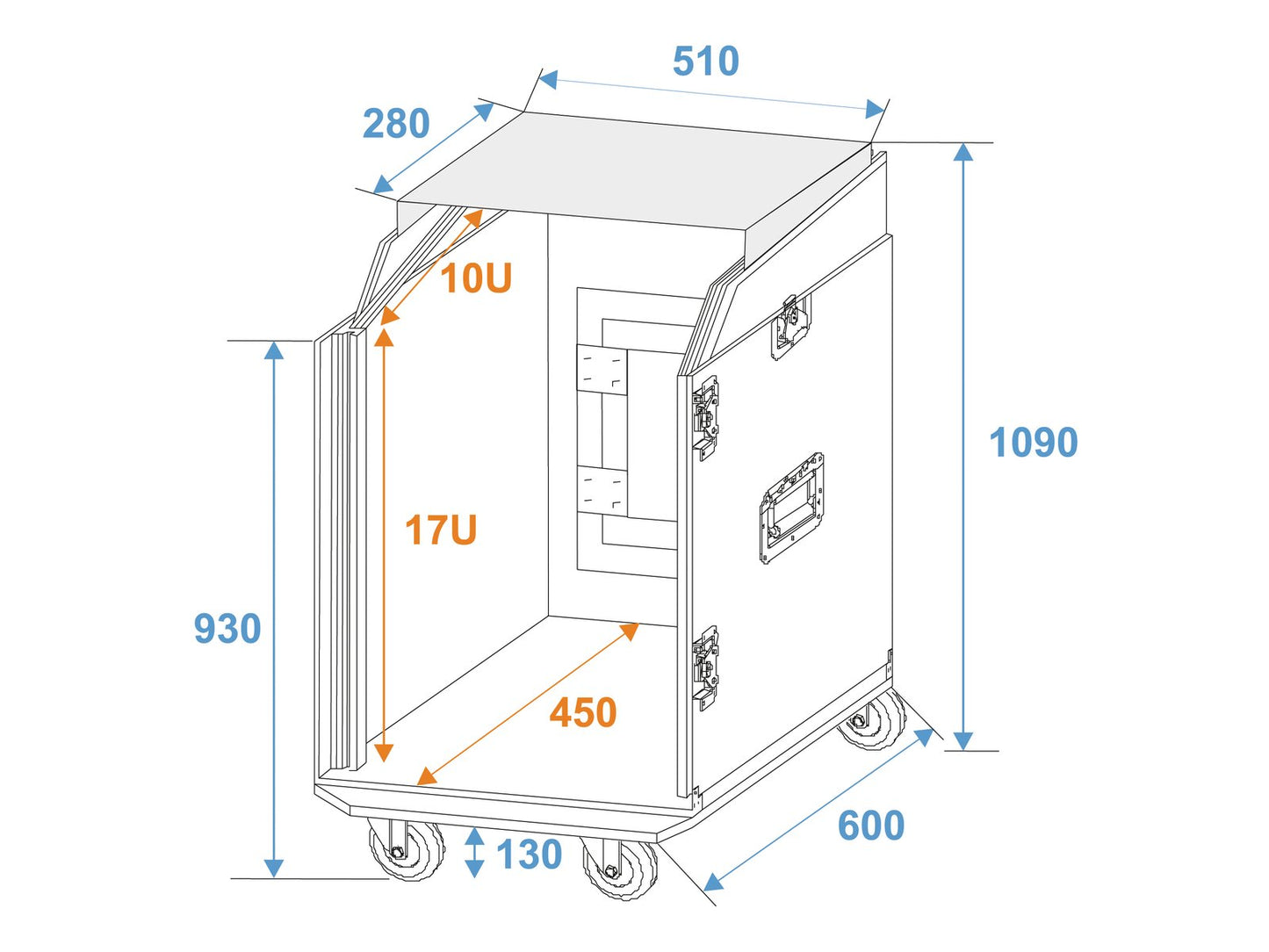 ROADINGER Spezial-Kombi-Case LS5 Laptop-Rack 17HE