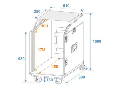 ROADINGER Spezial-Kombi-Case LS5 Laptop-Rack 17HE