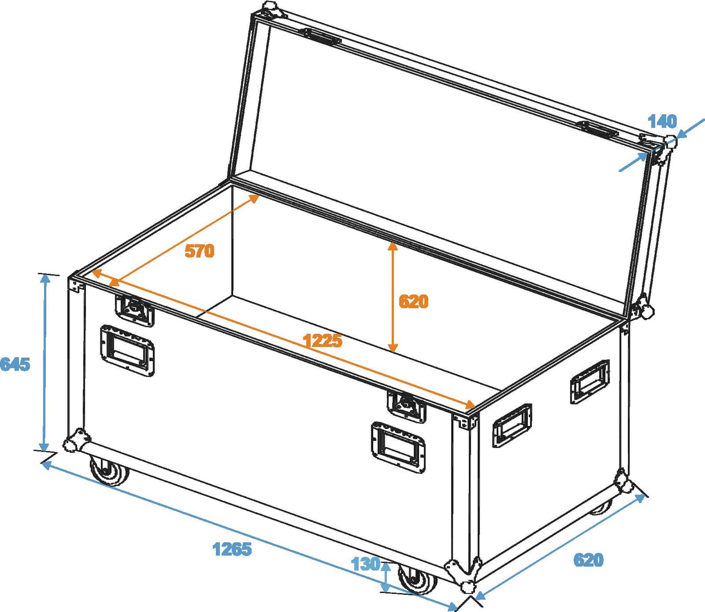 ROADINGER Universal-Tour-Case 120cm mit Rollen Profi