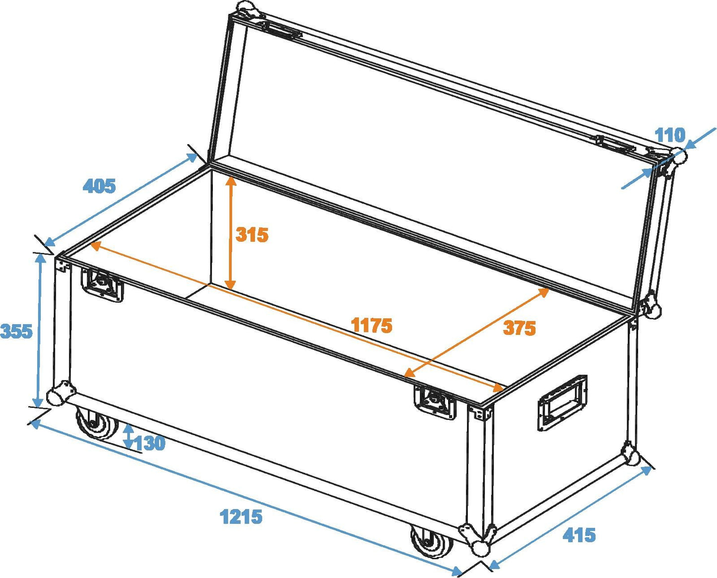 ROADINGER Universal-Transport-Case 120x40cm mit Rollen