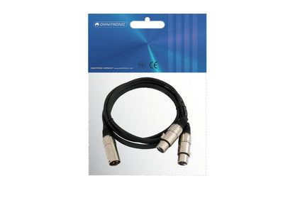 OMNITRONIC Adapterkabel XLR(M)/2xXLR(F) 05m sw