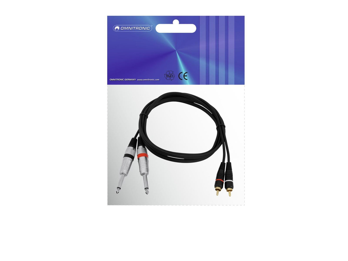 OMNITRONIC Adapterkabel 2xKlinke/2xCinch 15m sw