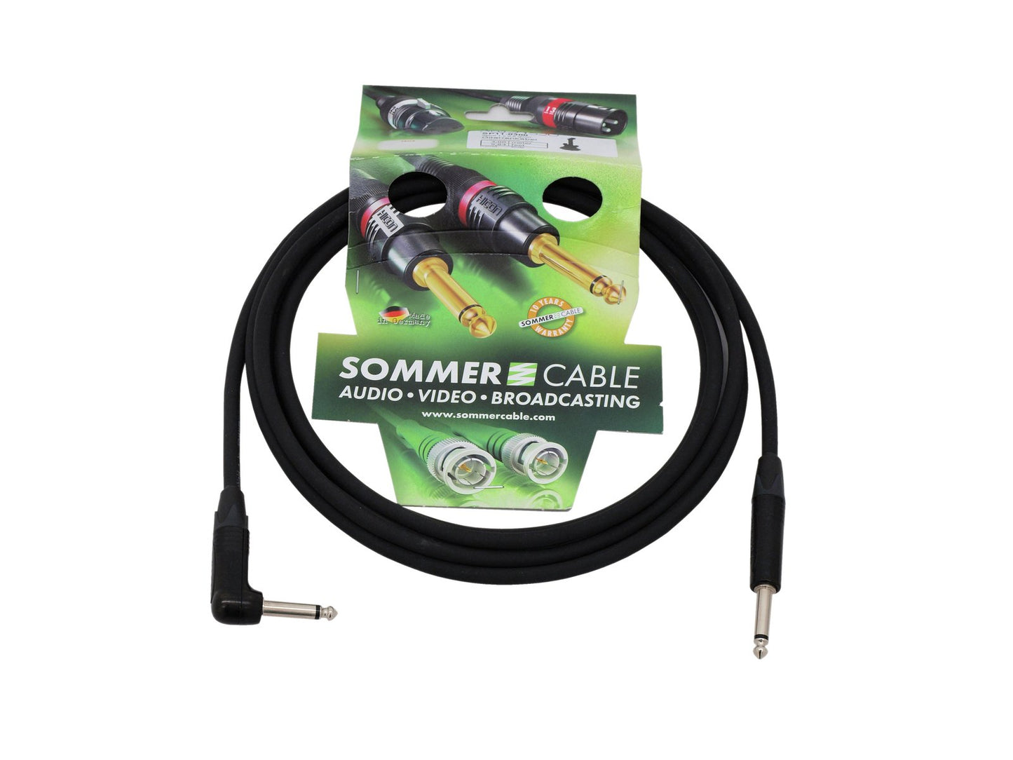 SOMMER CABLE Klinkenkabel 63 mono 1x 90° 3m sw Neutrik