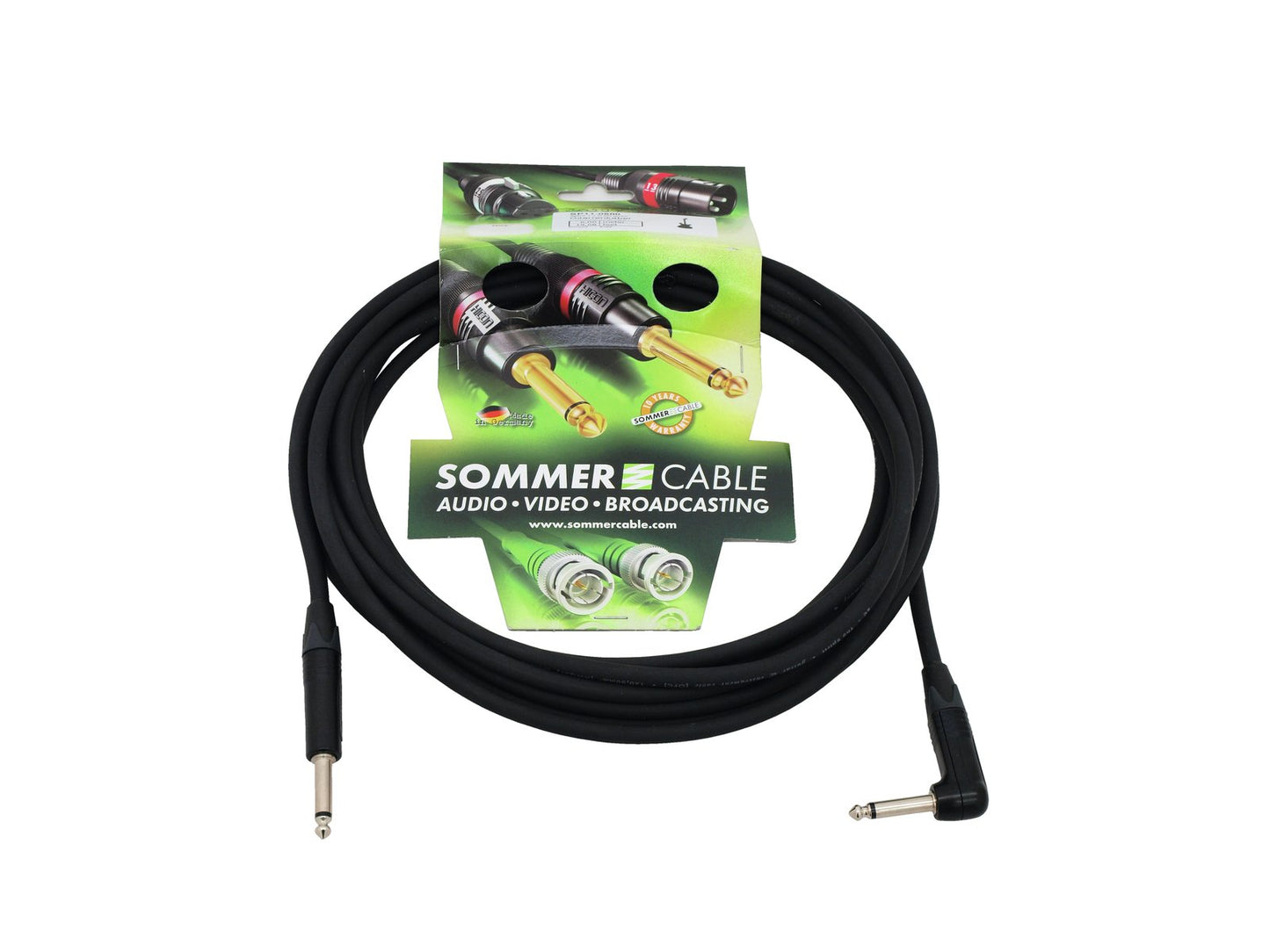 SOMMER CABLE Klinkenkabel 63 mono 1x 90° 6m sw Neutrik