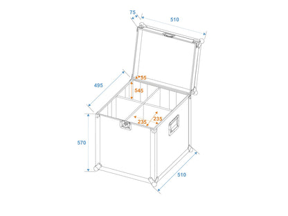 ROADINGER Flightcase 4x PAR-64 Spot lang Haken